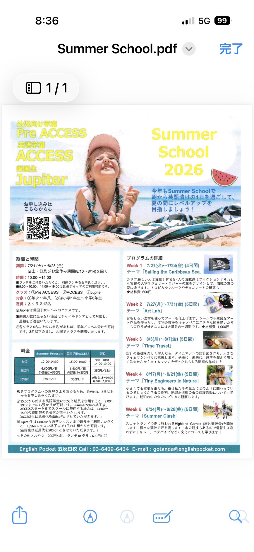 Summer Schoolのご案内